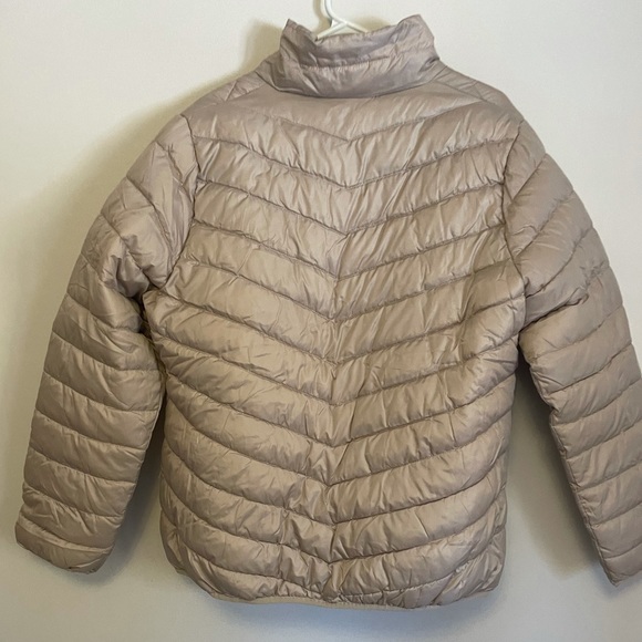 Sz XL Champagne puffer coat with rose gold zippers nwot - Picture 5 of 5